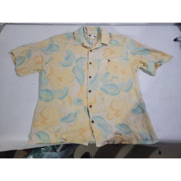 Vintage Banana Cabana Size XL Yellow Hawaiian Button Up Floral Pattern - Picture 1 of 3